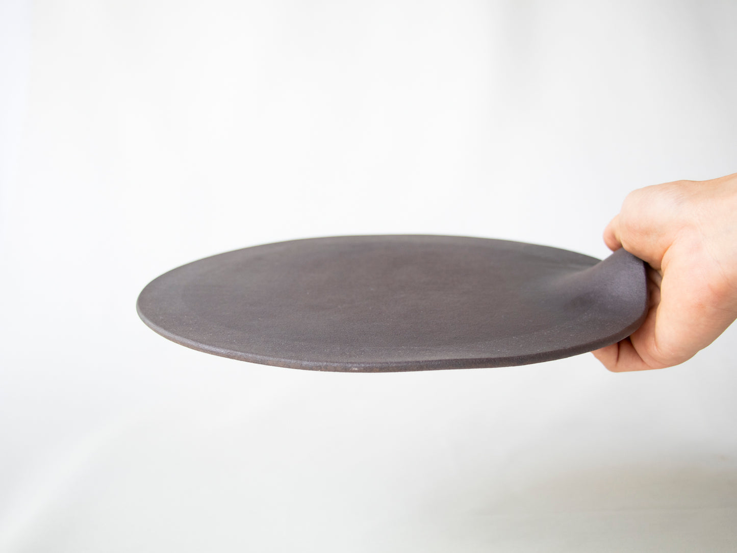 Blackware Round Flat Plates with Handle
