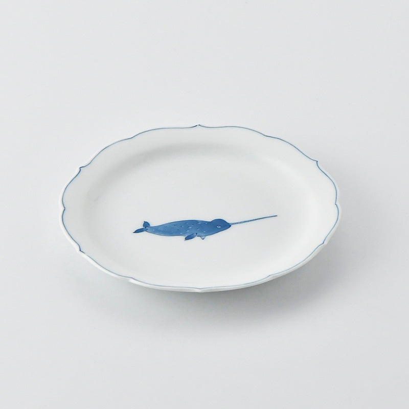 Whale Floral Rim Small Plate