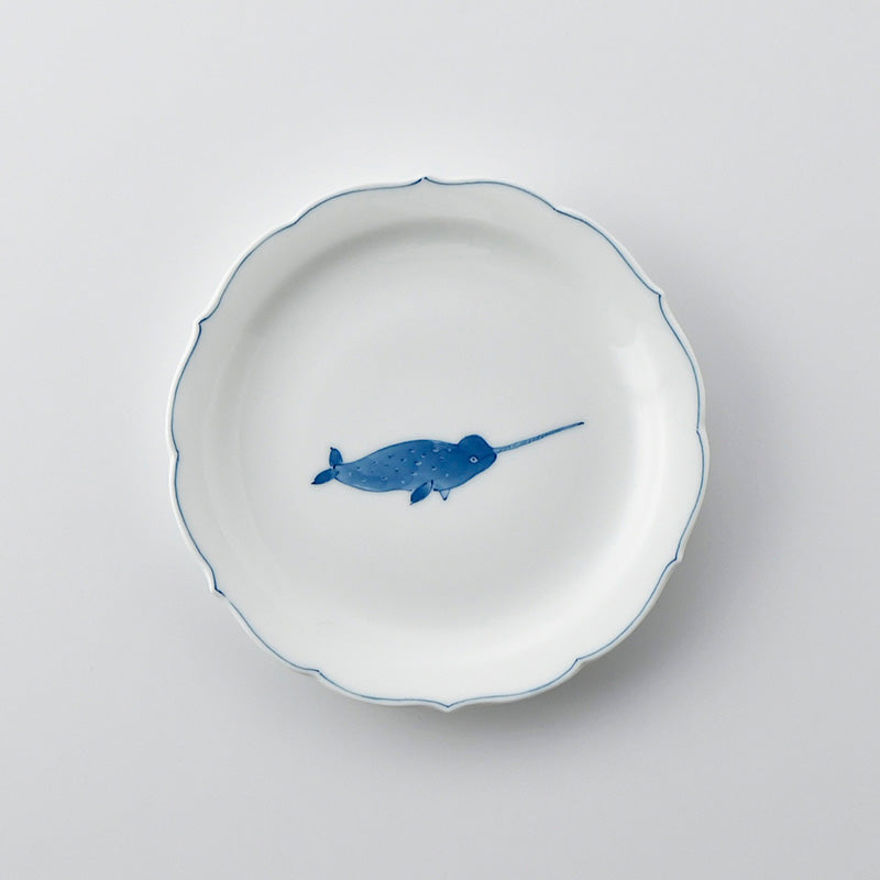 Whale Floral Rim Small Plate