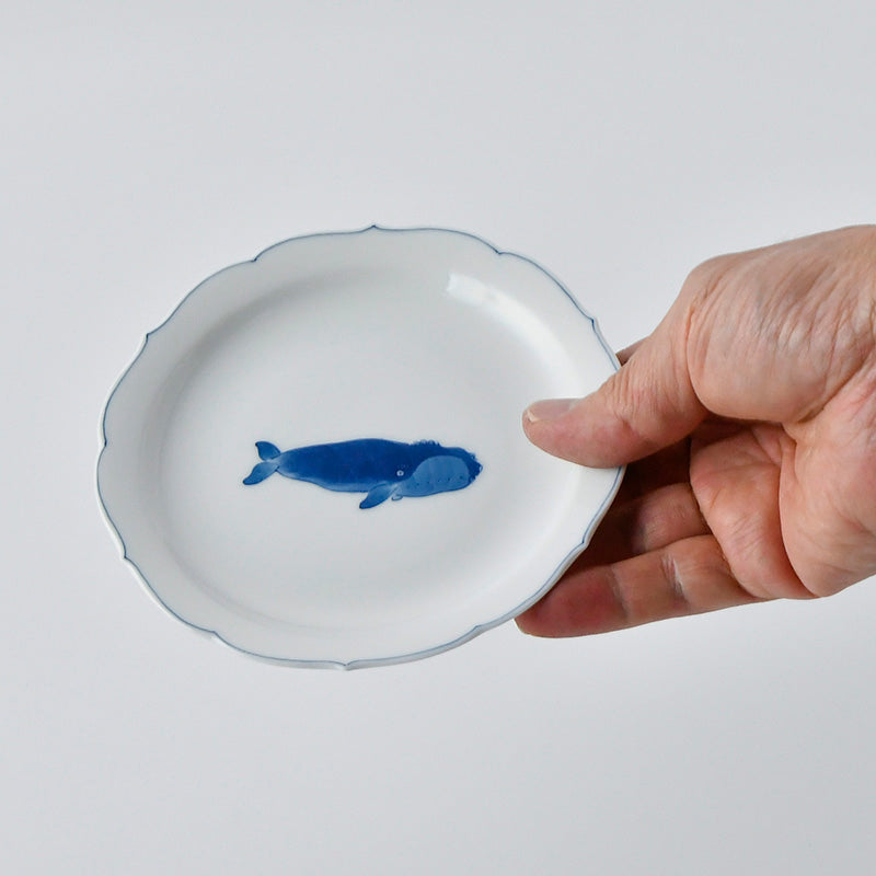 Whale Floral Rim Small Plate