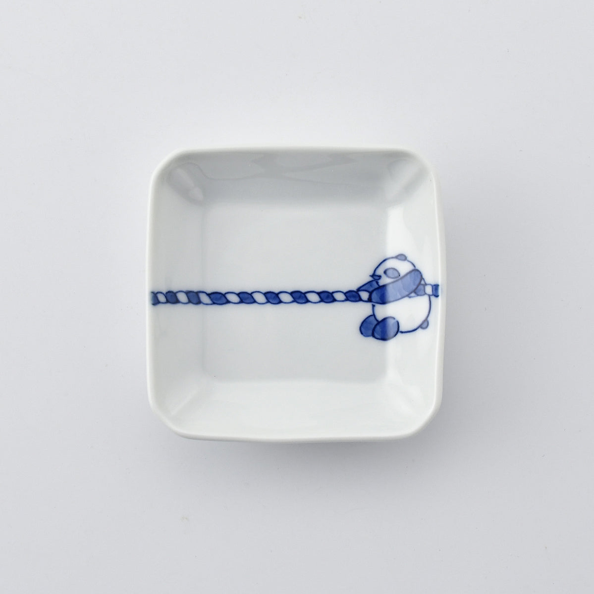 Panda Tug-of-War Sauce Plate - Square